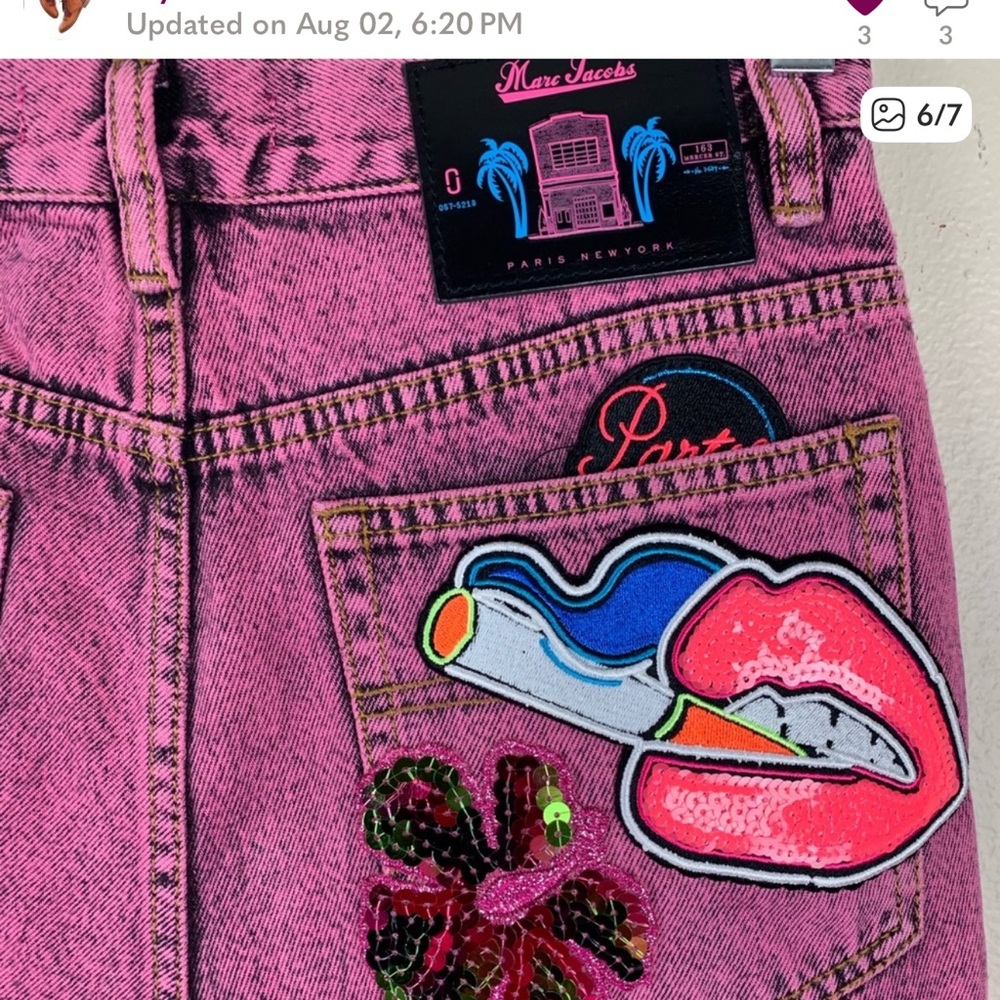 Marc Jacobs  Pink Flood Stovepipe Acid Wash Jeans